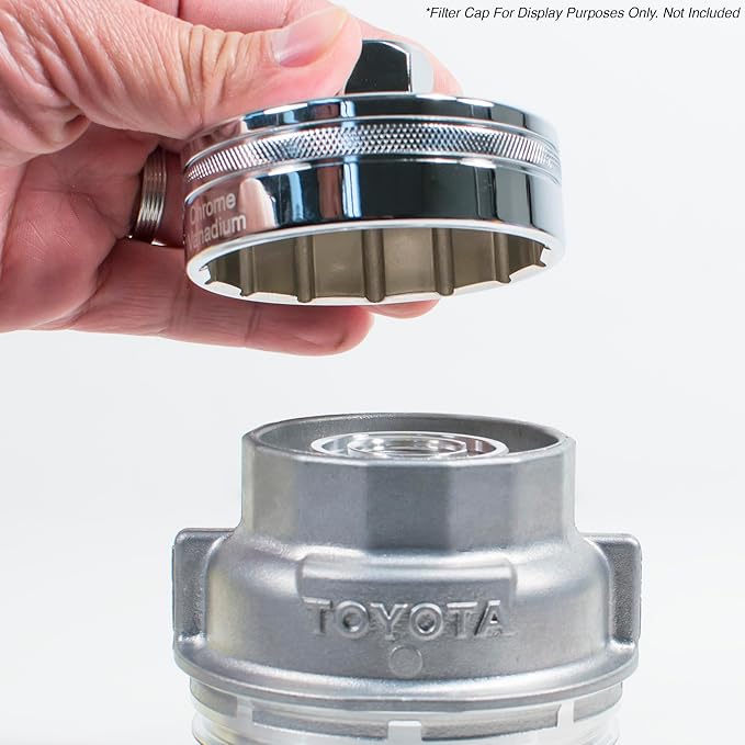 Tool Guy Republic Forged Chrome Vanadium Oil Filter Wrench Socket for Toyota, Lexus, Scion, Type Oil Filter Housings - 64mm 14 Flats
