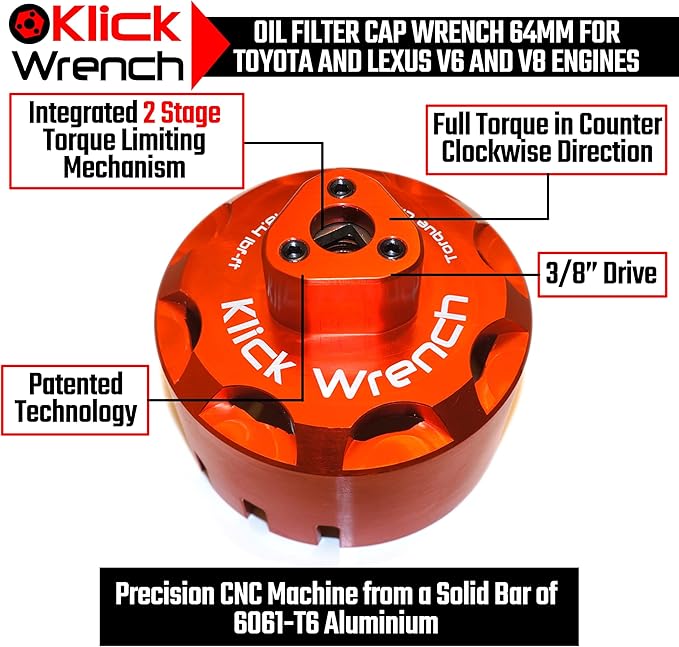 77mm 76mm 75mm 74mm 73mm 14 & 15 Flute 2 Stage Heavy Duty Torque Limiting Oil Filter Wrench Red 6061-T6 Aluminum