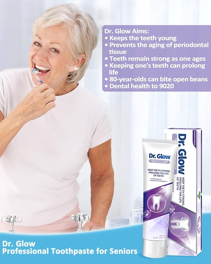 Dr. Glow Gingivitis Treatment Toothpaste for Elderly & Mid-Aged, Gum Repair for Receding Gums Hydroxyapatite Toothpaste, Periodontal Disease Treatment for Seniors, Fluoride Free Gum Disease Treatment