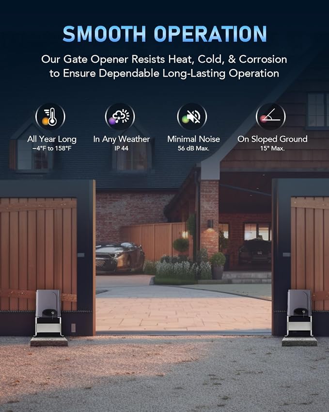 CO-Z Automatic Gate Opener with Wireless Gate Opener Keypad, 280W Sliding Door Opener Kit for 1400lb Doors, Smart Driveway Sliding Gate Opener with 20ft Driven Chain