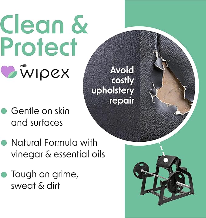 Wipex Yoga Mat Cleaner Wipes, EWG Verified, 400 Ct Plant-Based Lemongrass, Eucalyptus & Vinegar Wipes for Gym & Fitness Equipment & All Purpose Gym Cleaning - Safe for Peloton Bikes & Treadmills