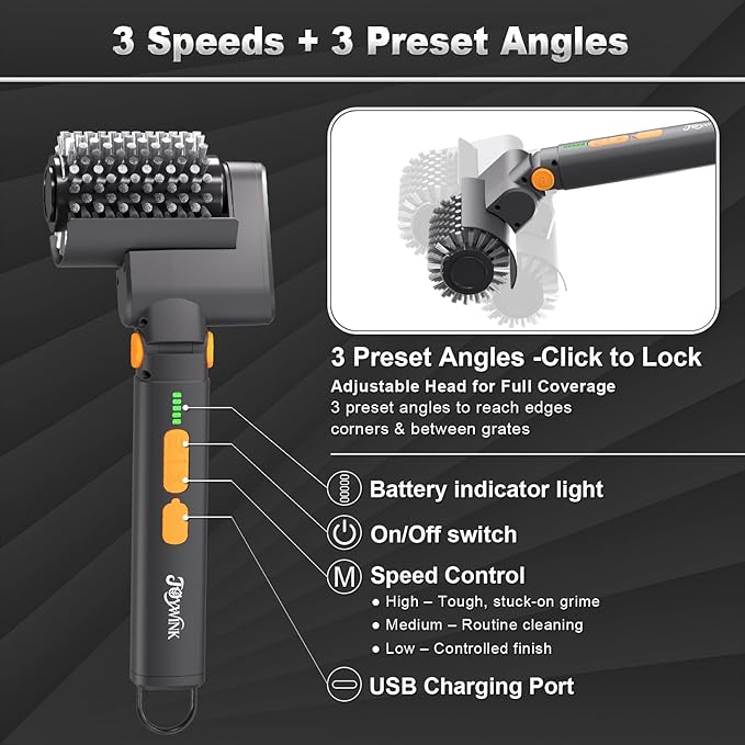 Upgraded Electric Grill Brush - Extreme 50kg Torque Power Grill Brush, 7.4V Motor, Safe for All Grills, SUS304 Anti-Shedding Bristle, with Heat Resistant Mat & Polishing Pad, for Fathers Day