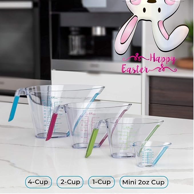 KPKitchen Stainless Steel Measuring Cups and Spoons Set of 16 and 4-Piece Liquid Measuring Cups Set - 7 Cup and 7 Spoon Metal Measure Sets - Includes Mini Ounce, 1, 2 and 4 Plastic Measuring Cup Sizes