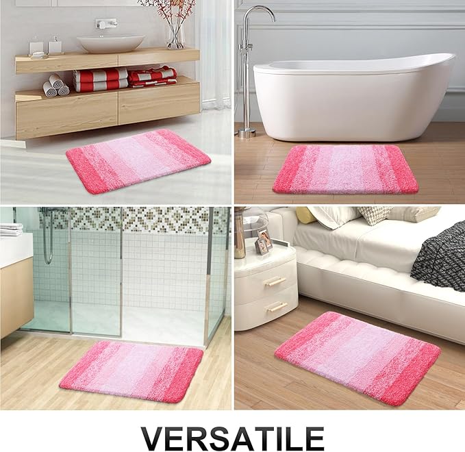 OLANLY Bathroom Runner Rugs Mat 70x24, Extra Soft Absorbent Microfiber Bath Rugs, Rubber Backing, Quick Dry, Washable Long Bath Mats for Bathroom Floor, Tub and Shower, Home Decor Accessories, Pink