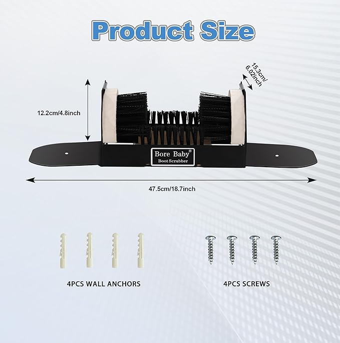 Portable Boot Scrubber with Detachable Fold-Out Footboards, No Mounting Required Mud Scraper, Heavy Duty Shoe Brush with Integrated Steel Plates for Outdoor, Garden & Work Site