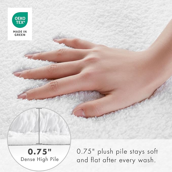 Madison Park Signature Marshmallow Bathroom Rug Non Slip, Luxrurious Plush Bath Mat, Absorbent, Quick Dry, Spa Design Bath Room Décor, 20x24, White