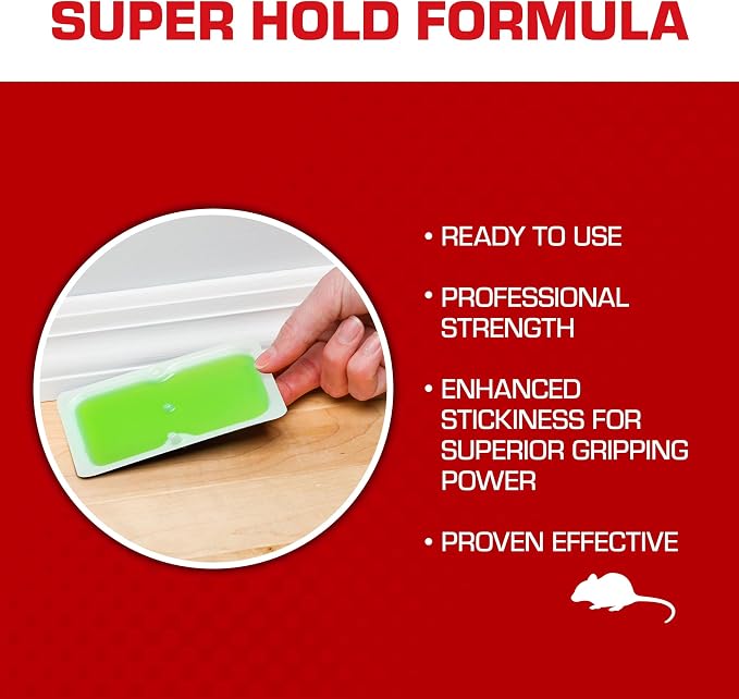 Tomcat Super Hold Glue Traps Mouse Size, 4 Traps | For Mice, Cockroaches, Spiders, and Scorpions, Ready-To-Use