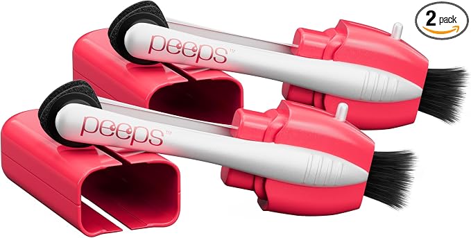 Peeps Glasses Cleaner - for Eyeglasses, Reading Glasses, and More - Lens Cleaner with Carbon Microfiber Tech-Injected Red-2 Count (Pack of 1)
