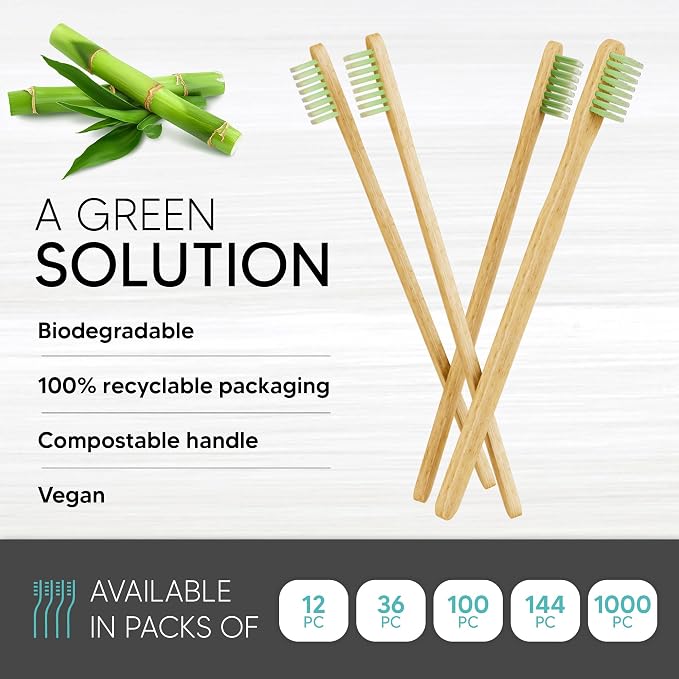 12 Pack Disposable Bamboo Toothbrushes with Toothpaste | Prepasted Toothbrushes Individually Wrapped - Single Use Waterless Tooth Brush with Soft Bristles for Hotel, Camping, Travel