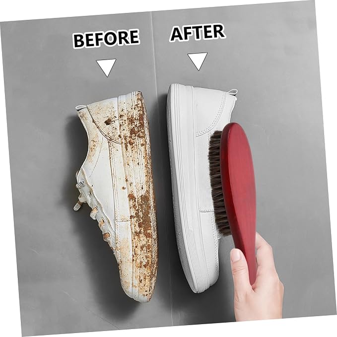 NOLITOY 2pcs Scrub Cleaning Brush Handle Versatile Horsehair and Shoe Clothing Brush for Dust Removal and Polishing