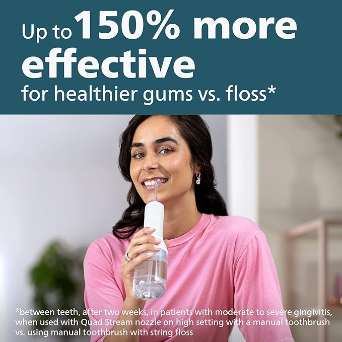 Philips Sonicare Cordless Power Flosser 3000 + 2 Additional Nozzles (4 Total) White, HX3827/21