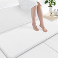 Smiry Memory Foam Bath Mat 47x17, Extra Soft and Absorbent Bathroom Mats, Non Slip Washable Carpet for Floor, Shower and Tub, White