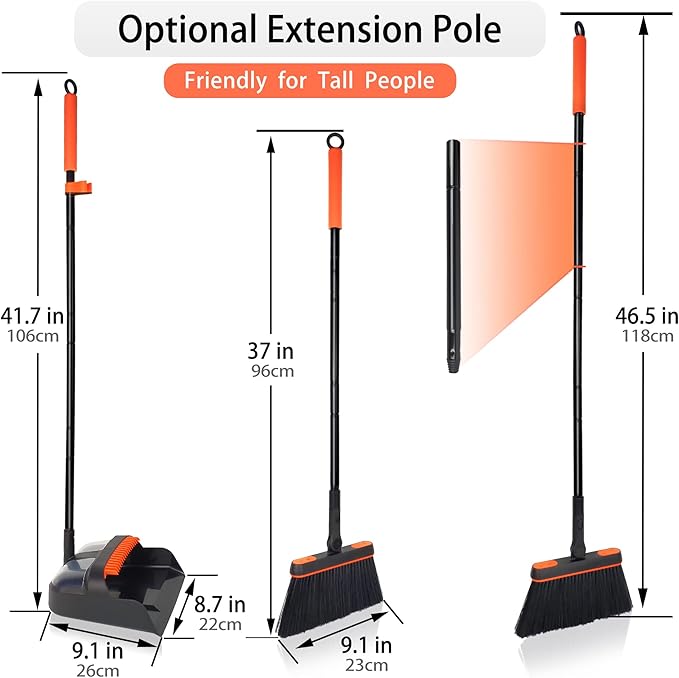 JEHONN Carpet Floor Sweeper with Horsehair, Broom and Dustpan Set for Home