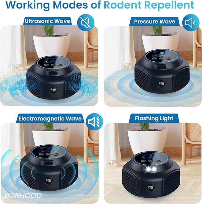Ultrasonic Pest Repellent Plug-in, Electronic Mouse Traps & Insect Repellent, Pest Control for Rodent, Roach, Ant, Squirrel, Spider, Bugs, Mouse, Rat, Bat for Home, Office, Warehouse Black 2 Pack