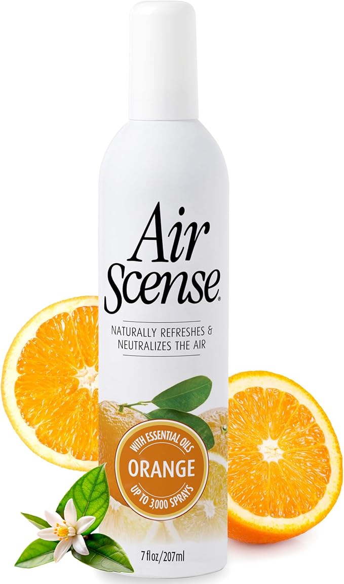 Air Scense Air Freshener Deodorizer Room Spray for Bathroom & Home, Essential Oils, Natural Orange - 7 fl oz (12 Pack)