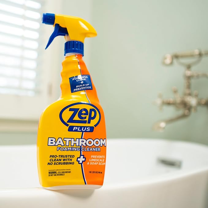 Zep Plus Bathroom Foaming Cleaner - 32 OZ (Case of 12) - R54012 - Prevents Soap Scum Buildup + Long-Lasting Protection - Bleach-free