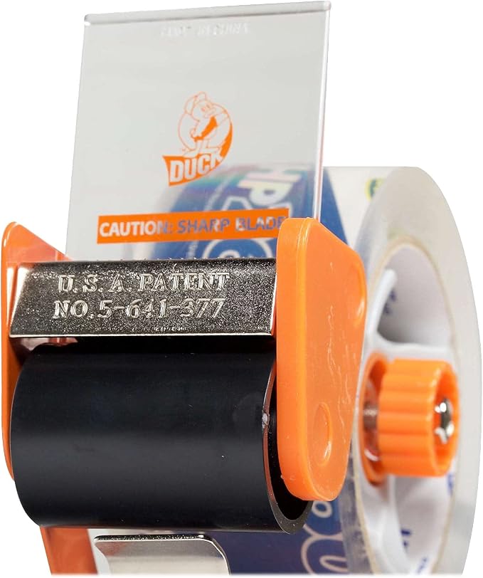 Duck Bladesafe 1078566 Bladesafe Antimicrobial Tape Gun w/Tape, 3-Inch Core, Metal/Plastic, Orange