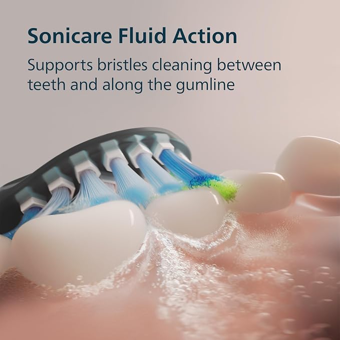 Philips Sonicare 6500 Rechargeable Electric Toothbrush, 2 Brush Head, Black | 1000% More Plaque Removal¹, Visual Pressure Sensor, 9 Brush Settings, App Connected, 21-Day Battery, Travel Case, HX7411/08