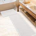 IM HOME Waffle Bath Mat Set 2 Piece White,Woven Modern Bath Rug Mats, Absorbent Non Slip Bath Floor Mat, Soft Washable Boho Bath Rugs with Tassels for Bathroom, Bedroom, Kitchen,Tub