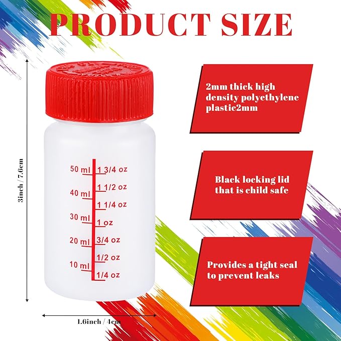 Mumufy 60 Pcs Touch up Paint Bottles with Brush and Lid Empty Touch up Bottle with Mixing Balls 2 oz Fluid Capacity Leftover Paint Container for Car Scratches Repair (Red)
