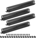 PATIKIL 1U 19 Inch Cable Manager, 4 Pack 24 Slot Horizontal Rack Mount Wire Management Metal Finger Duct Wire Organizer for Network Cabinet, Black