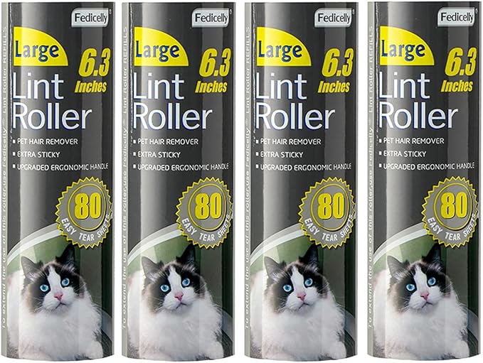 Fedicelly Lint Rollers Pet Hair Extra Sticky Furniture,Cat Dog Hair Remover Laundry Clothes Carpet, 6.3 inches Wider with 640 Sheets Large Lint Remover Brush for Couch
