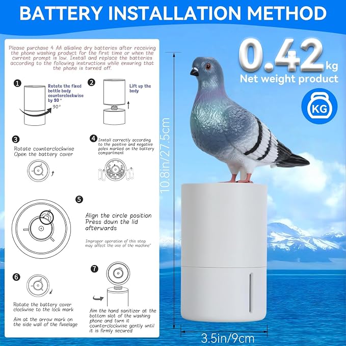 Peace Bird Foam Soap Dispenser-Pigeon and Bald Eagle Shaped Foam Hand Washer, Suitable for Kitchen and Bathroom, Automatic Liquid Soap Dispenser, Touchless Battery Powered Hand Washer (Pigeon (Gray))