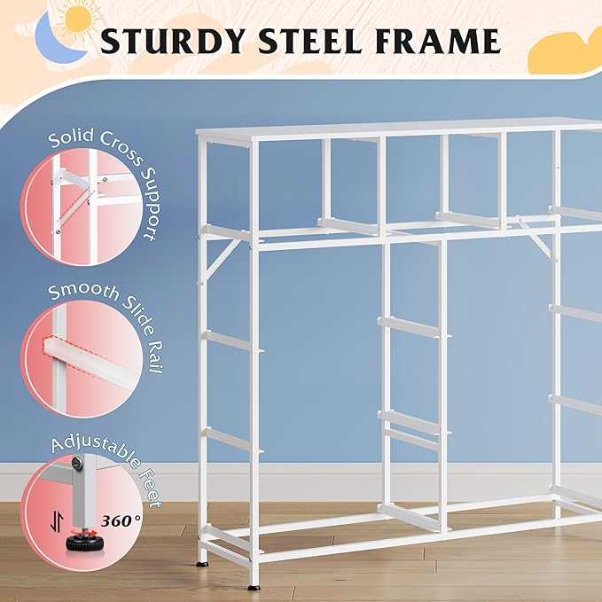 WLIVE 9 Drawer Dresser, Fabric Storage Tower for Bedroom, Hallway, Closet, Tall Chest Organizer Unit for Bedroom with Fabric Bins, Steel Frame, Wood Top, Easy Pull Handle, Purple
