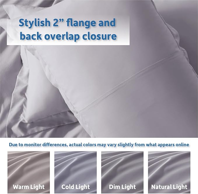 Nestl Grey Lavender Duvet Cover Queen Size - Soft Double Brushed Queen Duvet Cover Set, 3 Piece, with Button Closure, 1 Duvet Cover 90x90 inches and 2 Pillow Shams