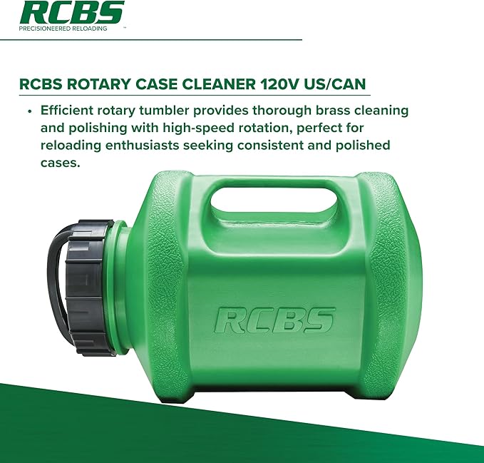 RCBS Rotary Case Cleaner 120V US/CAN, Rotary Tumbler for Efficient Brass Cleaning and Polishing