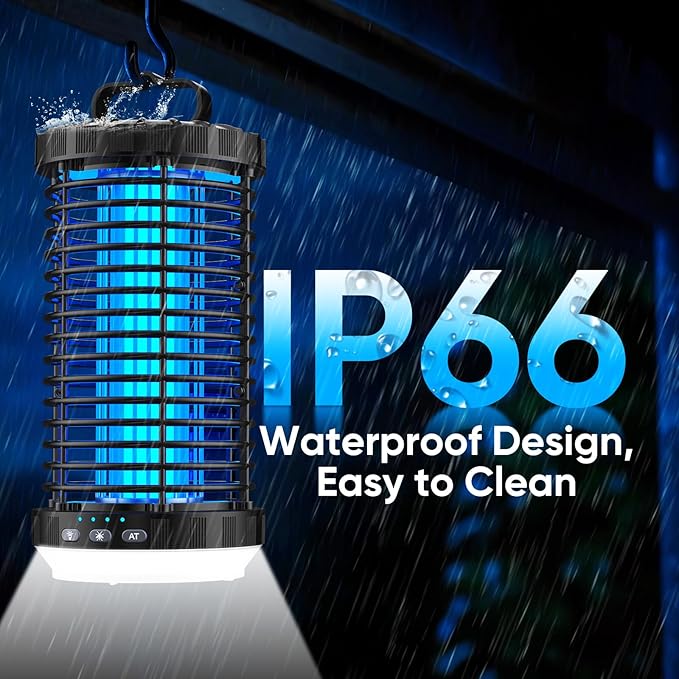 CreateFun Bug Zapper Outdoor, 2026 Upgraded 3 in 1 Rechargeable Bug Zapper with 5000mAh Battery & LED Night Light, 4000V Cordless Waterproof Mosquito Zapper for Outside,Patio,Backyard,Garden Black 01