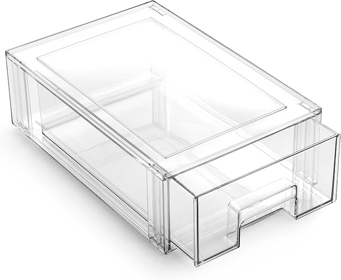 BINO | Stackable Storage Drawers, Small - Clear | THE CRATE COLLECTION | Storage Bins With Drawers | Bathroom Organizers | Under Sink Organizer | Vanity Cabinet Home Organization