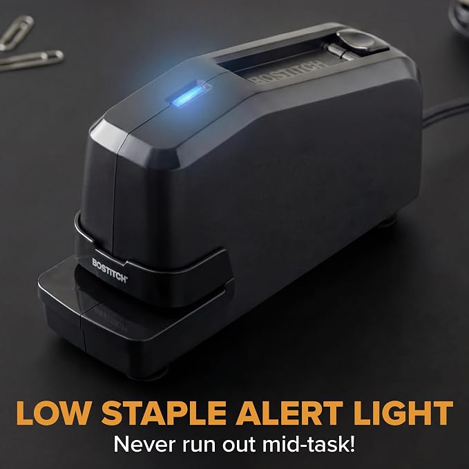 Bostitch Impulse Electric Stapler for Office, Classroom & Home, 30 Sheet Capacity, Fast No-Jam Automatic Stapling, Refill Alert & FastLoad System, Durable Design, Black, 1 Pack