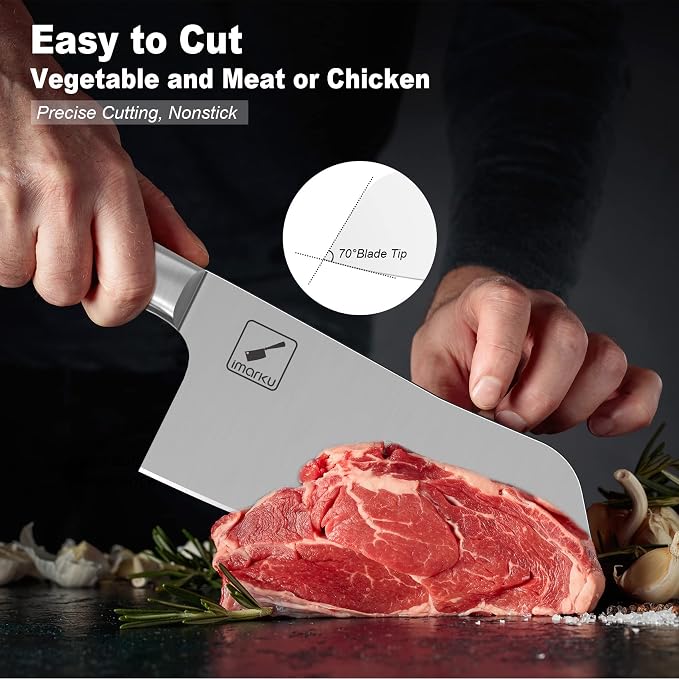 imarku 7" Meat Cleaver, Japanese SUS440A Steel, Ultra Sharp Butcher Knife | High Carbon Stainless Steel Kitchen Knife with Detachable Handle, Ideal for Home, Kitchen, Restaurant and Professional Use