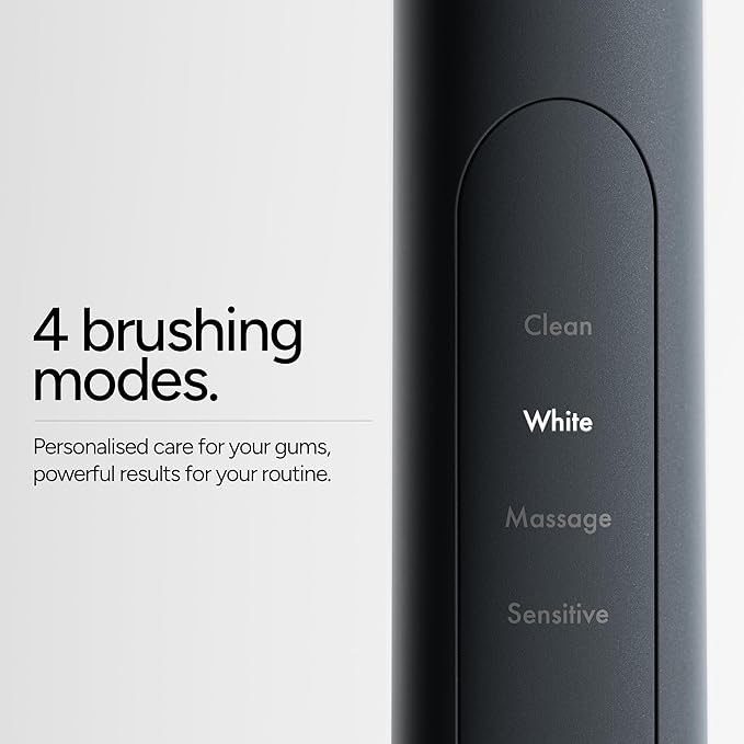 ORDO Sonic+ Electric Toothbrush for Adults, Advanced Tech, 4 Brushing Modes, Fast Rechargeable, Sonic Toothbrushes Over 4 Weeks Battery Life, Silicone Polishing Element, USB Charger, Charcoal Grey