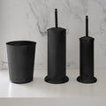 Bath Bliss Trash Can, Toilet Brush and Plunger 3 Piece Bathroom Set in Matte Black