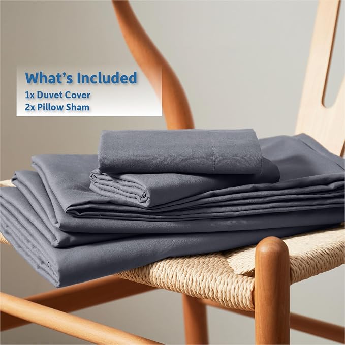 Nestl Dark Grey Duvet Cover Queen Size - Soft Double Brushed Queen Duvet Cover Set, 3 Piece, with Button Closure, 1 Duvet Cover 90x90 inches and 2 Pillow Shams
