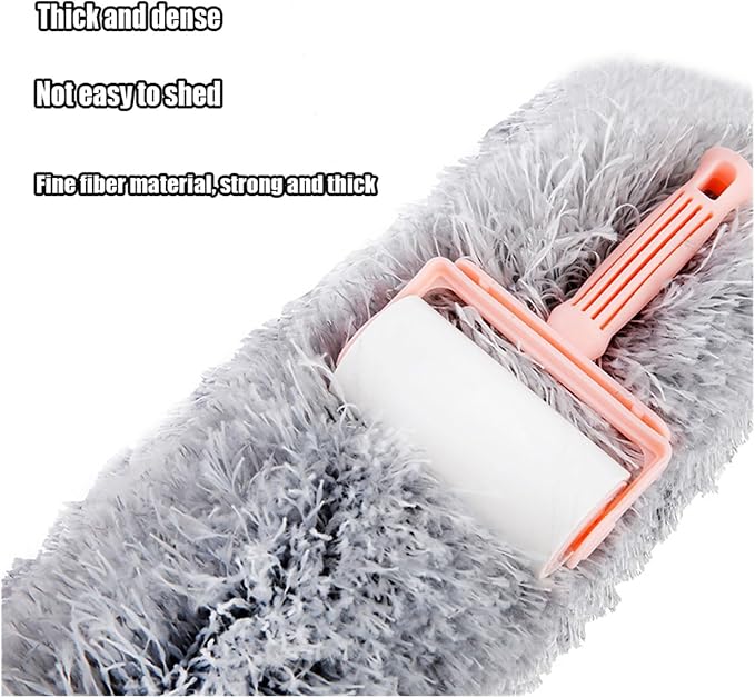 2.8M Extended Chicken Feather Duster Extendable and Curved Ceiling Cleaning Broom Home Electrostatic Dust Collector(2.8m 2PCS clothA)