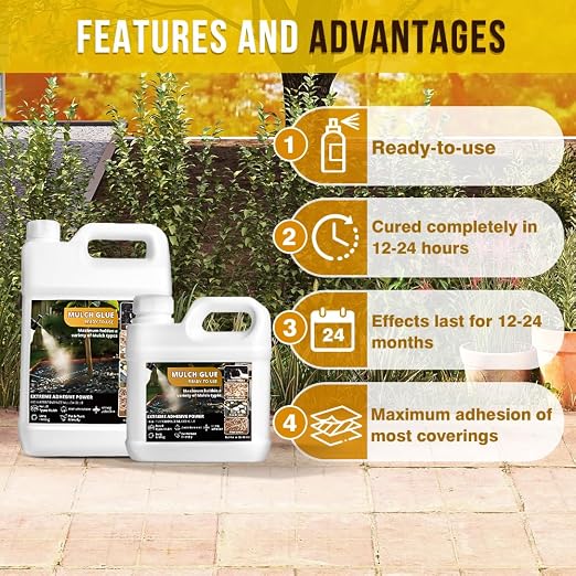 Mulch Glue for Landscaping,Rock Glue,Non-Toxic Mulch Anchor Binder,Long-Lasting Landscape Binder for Landscaping Pea Gravel,Wood Chips& More,for Paths,Patios&Garden Borders (32OZ)