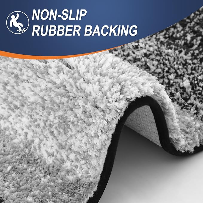 OLANLY Bathroom Runner Rugs Mat 40x20, Extra Soft Absorbent Microfiber Bath Rugs, Rubber Backing, Quick Dry, Washable Long Bath Mats for Bathroom Floor, Tub and Shower, Home Decor Accessories, Black