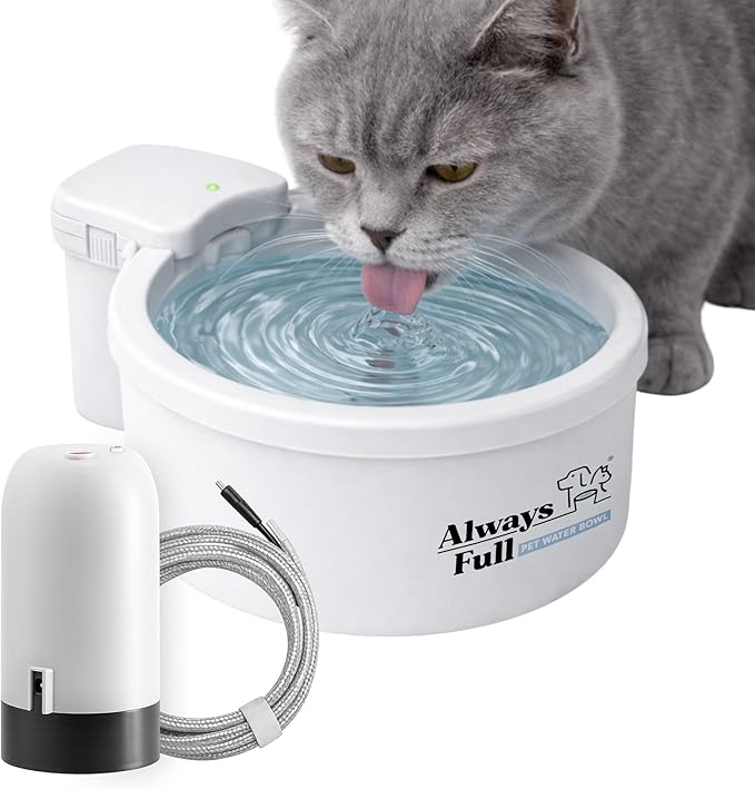 Always Full® 7" Self-Refilling Cat Water Bowl & Bottle Pump Bundle | Self-refilling filtered water with app-enabled hydration monitoring; easily upgradeable to the Always Full® Wall Unit.