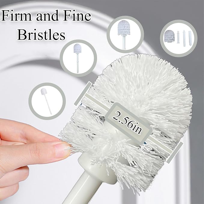 Ceramic French Bulldog Toilet Brush Holder – Cute Bathroom Decor with Hideaway Storage, Space-Saving Design, Premium Ceramic Dog Lover Gift, Includes 2 Durable Scrub Brushes (White)