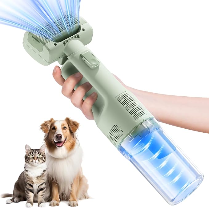 Dog Vacuum For Shedding Grooming, Pet Grooming Vacuum For Dogs Cat, Vacuum Pet Hair Remover Tool with Slicker Deshedding Dog Brush for Shedding Dematting Comb Kit