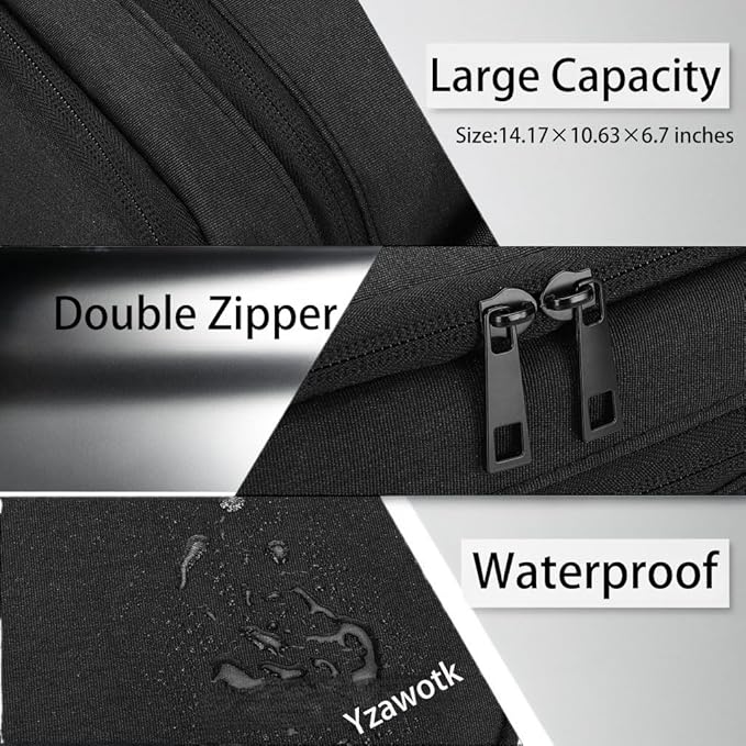 Extra Large Electronics Organizer Travel Case, Cable Organizer Bag with Shoulder Strap, Electronics Accessories Storage Double Layer Bags for Cord, Tablet, Headphone, Charger, Tools, DJ Gifts-Black
