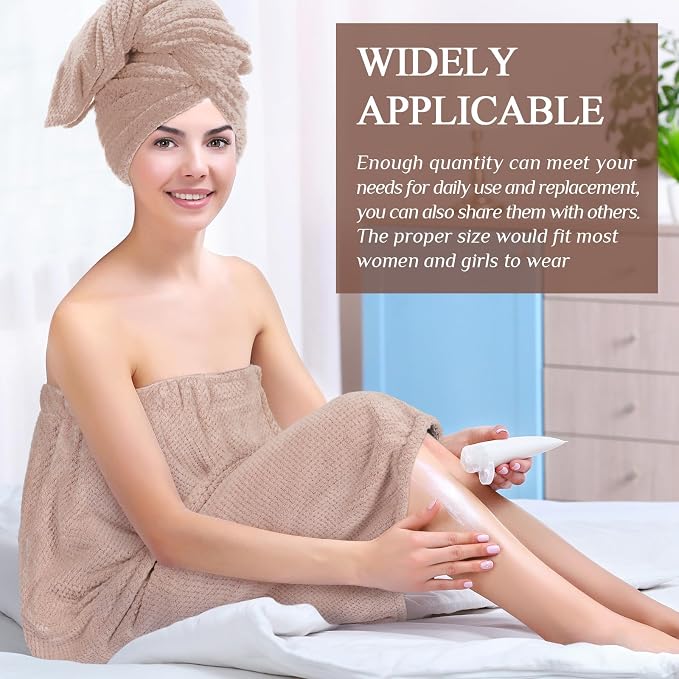 4 Pcs Towel Wrap for Women Waffle Spa Robe with Adjustable Closure Elastic Top Lightweight Wraps for Bath Shower