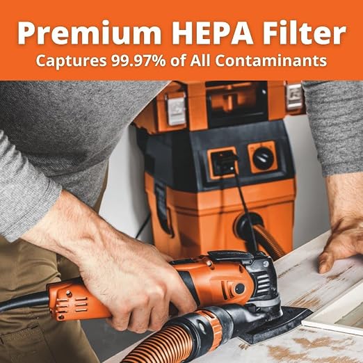 Fein Turbo II HEPA Set Wet/Dry Dust Extractor - 8.5-Gallon Capacity, 151 CFM Suction, Anti-Static System, Quiet 66 dB Operation, Includes HEPA Filter and Accessories - 92036060990