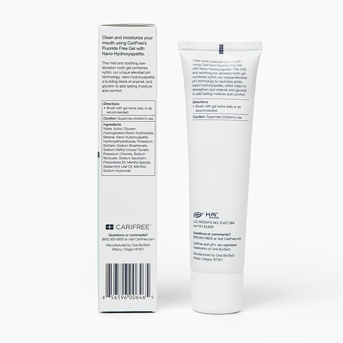 CariFree Nano Hydroxyapatite Toothpaste, Fluoride-Free, Mint & Grape Pk 2 | Fluoride-free nano-HAp gel duo; neutralizes pH; freshens breath & moistens mouth; dentist recommended oral care.