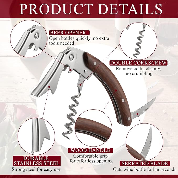 Hushee 12 Set Wine Opener Bulk Wine Key with Leather Pouch Professional Waiter Corkscrew Bottle Opener with Foil Cutter Stainless Steel Commercial Openers Set for Server Bar Restaurant Bartenders