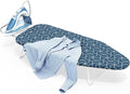 Small Ironing Board Tabletop with Heat Resistant Cover, Compact Mini Ironing Board (with Iron Rest) & Metal Frame, for Dorm, Apartment, Hook for Hanging, Iron Board 12x30, Iron Table Stand Dark Blue