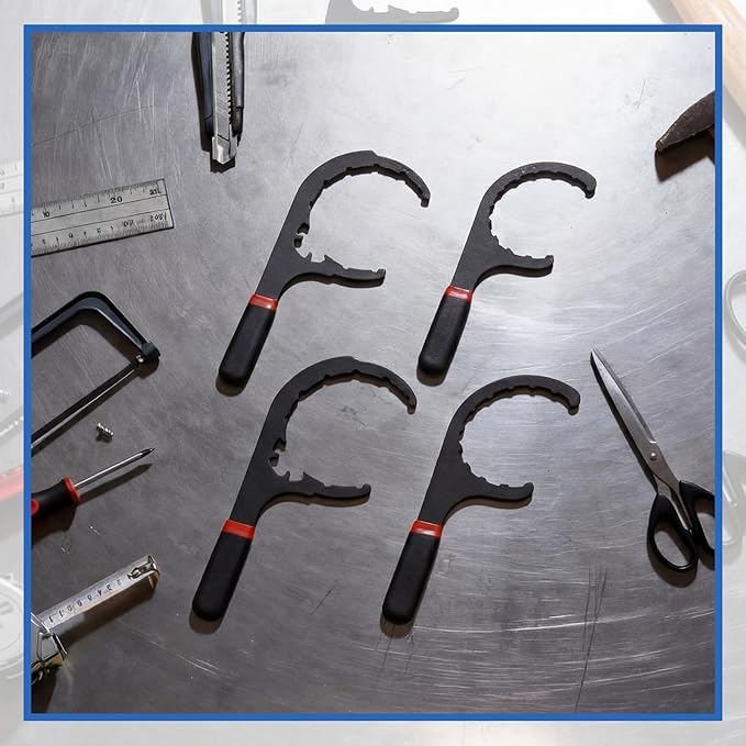 4 Pcs 4.6'', 5'', 6'', 8'' Fuel Filter Wrench Set, Compatible with Various Fuel Filter Sizes Include Water Separator, Engines, Non-slip Grip, Red & Black